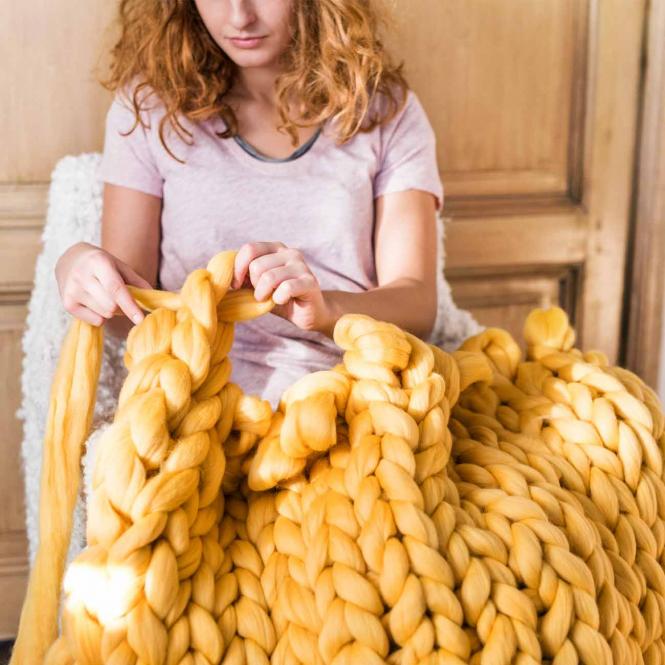 Wolldecke Cosima Chunky Knit, anthrazit